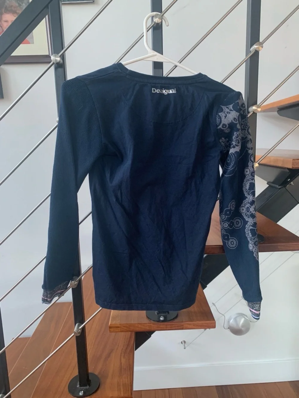 Desigual Navy Tee with Sequin Heart Accent - Picture 3 of 7